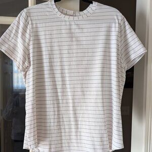 Lululemon Women's Love Crew Curved Hem Crewneck T-Shirt (Stripe White Black)